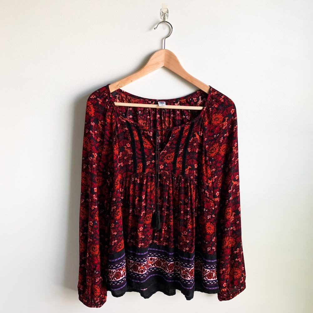 Old Navy Red Peasant Blouse